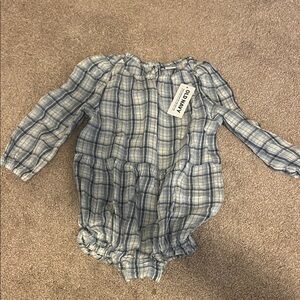Old Navy Blue and White Plaid Romper